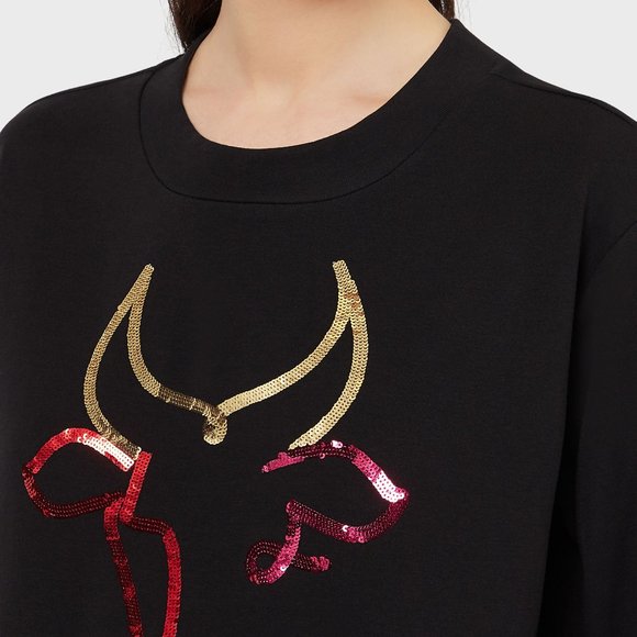 EMPORIO ARMANI |Sweatshirt ox sequinned embroidery - Picture 3 of 6
